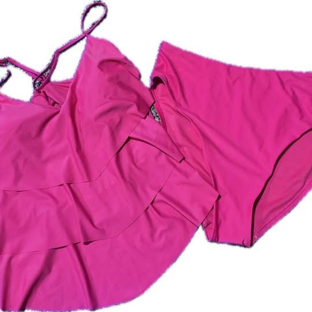 Time and Tru Tiered Tankini Swimsuit Set - Pink - size L (12-14) - NWT